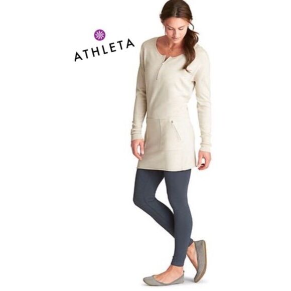 Athleta Azalia 1/4 Zip Knit Sweater Dress XS color Gray - Picture 1 of 10